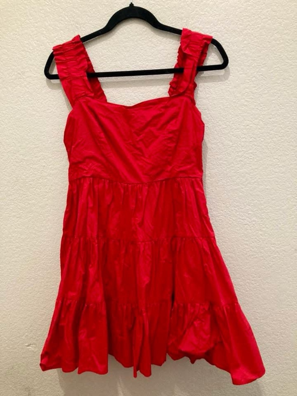 Aqua Bright Red Ruffle Strap Mini Sundress Summer Spring July 4th